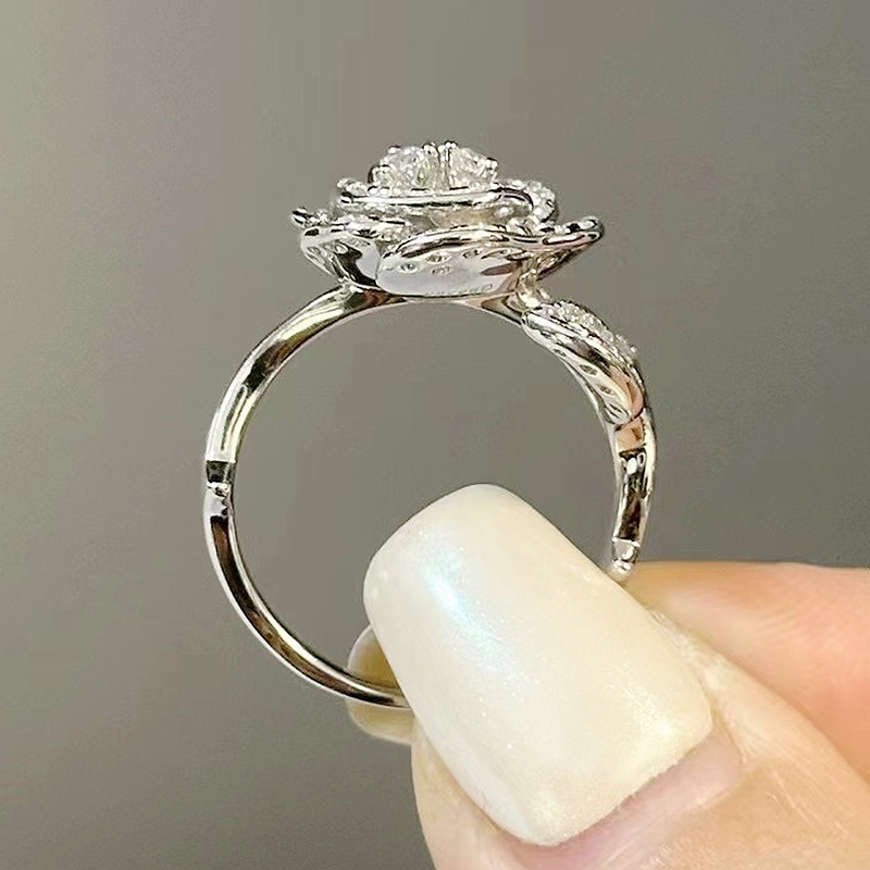 Choucong Soild 100% 925 Sterling Silver Wedding Rings Luxury Jewelry Round Cut White 7A Zircon CZ Diamond Gemstones Party Elegant Women Flower Bride R