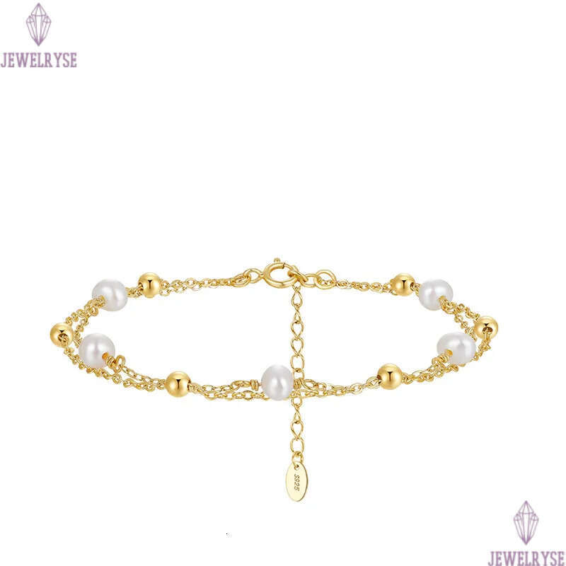 luxury gold bracelet designer woman 4mm natural pearl s925 sterling silver link chain charm bracelets womens jewelry girls birthday friend chirstmas g