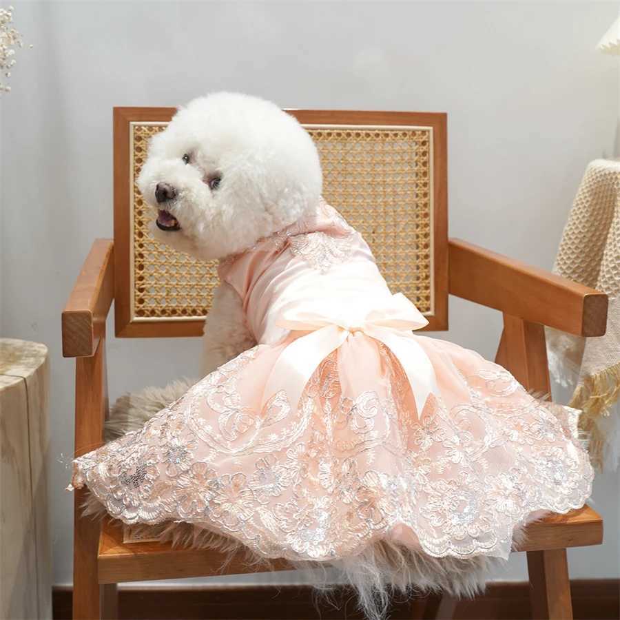 Chic Pet Wedding Dress - Summer/Spring/Fall Lace Princess Skirt for Small to Extra-Small Dogs Cats Knit Polyester with Magic M251208