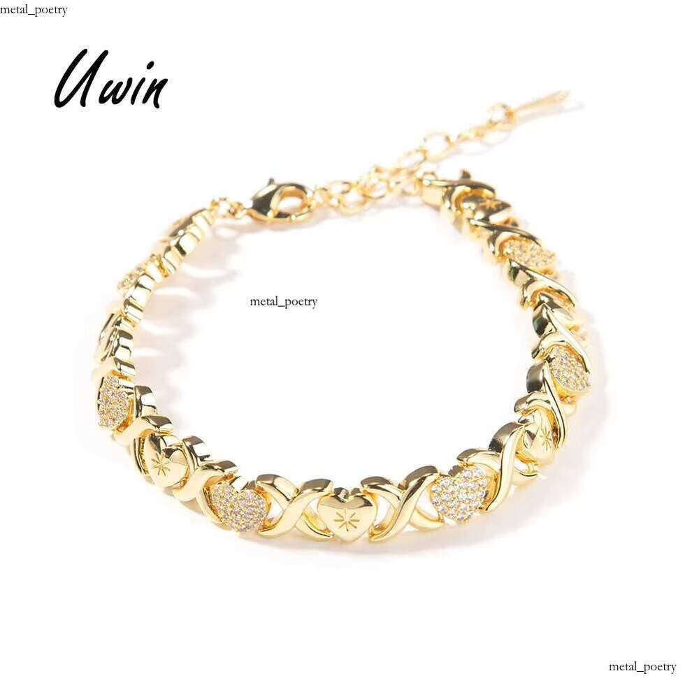 VVS Moissanite Premium Jewelry Gold-Plated X Flower XO Pearl Necklace Luxury Fashion Unisex Iced Heart Chain Hip-Hop Accessories