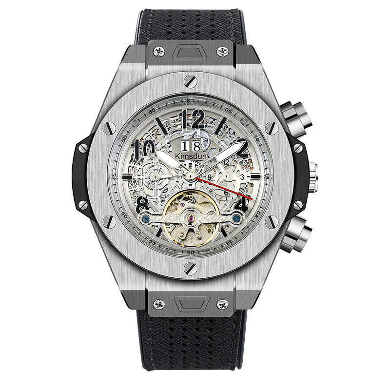 Hot-Selling Genuine Belt Tourbillon Automatic Mechanical Waterproof Luminous Business Men's Watch