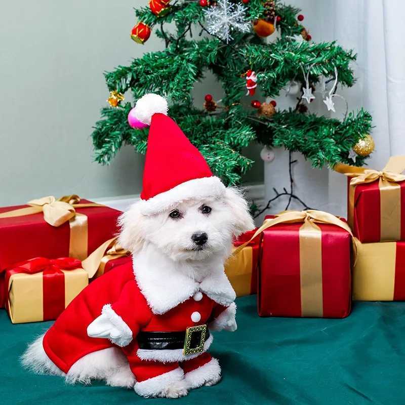 Christmas Pet Costume with Hat 3D Fleece Plush Outfit for Cats Small Dogs Warm Party Wear Reusable Pet Decoration Supplies M251208