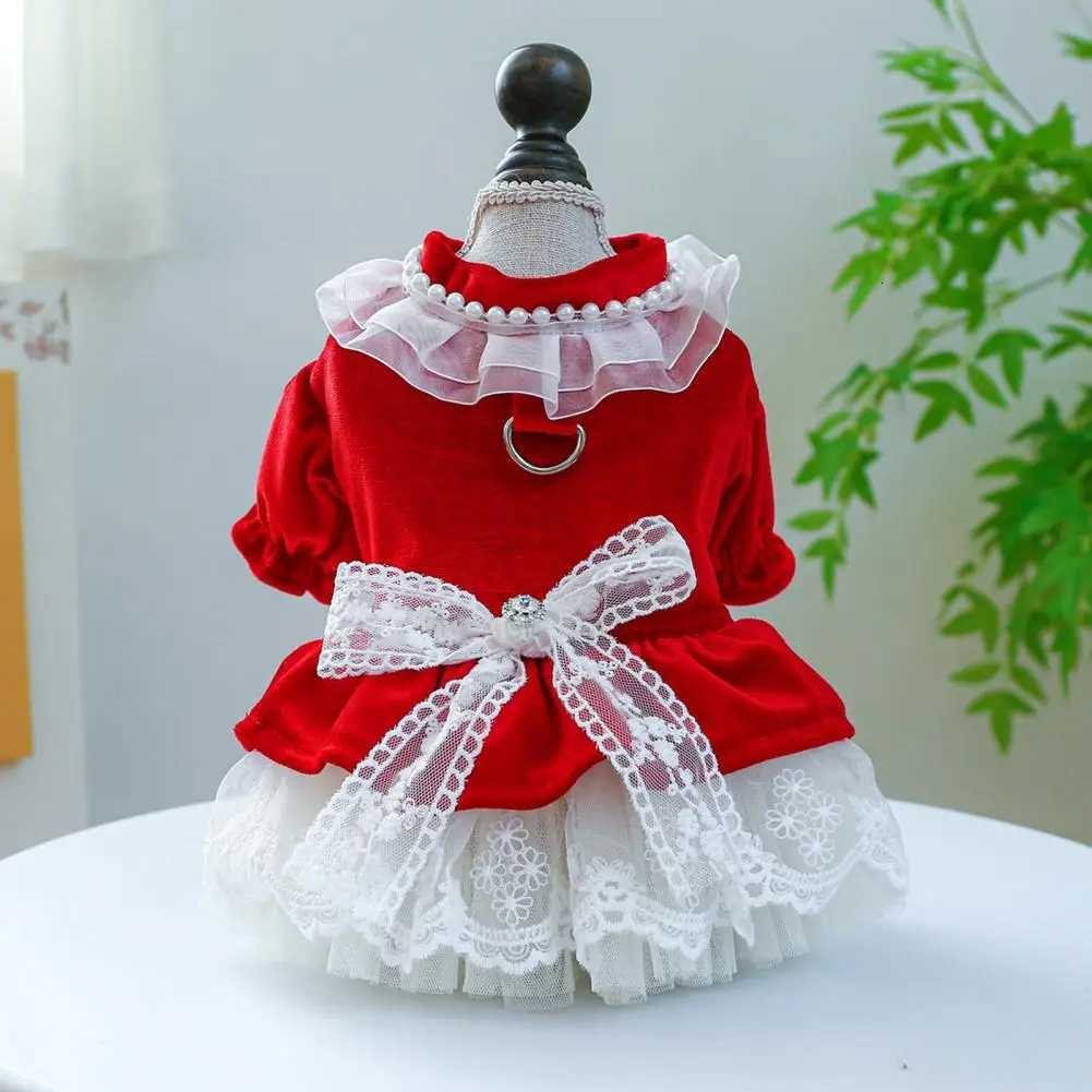 Charming Dog Princess Dress Bow Tie Lace Trim Breathable Mesh Stitching Chihuahua Dog Clothes for Small Dogs M251208 - view 4