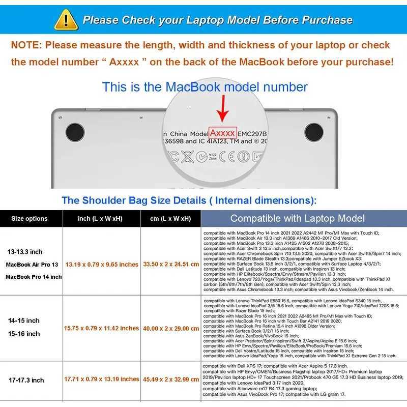 13 14 16 173 inch Laptop Sleeve Bag for 2024 MacBook Air 15 M2 M3 A2941 Pro 13 M1Dell Lenovo HP Asus Mens Women Briefcase CaseT251208