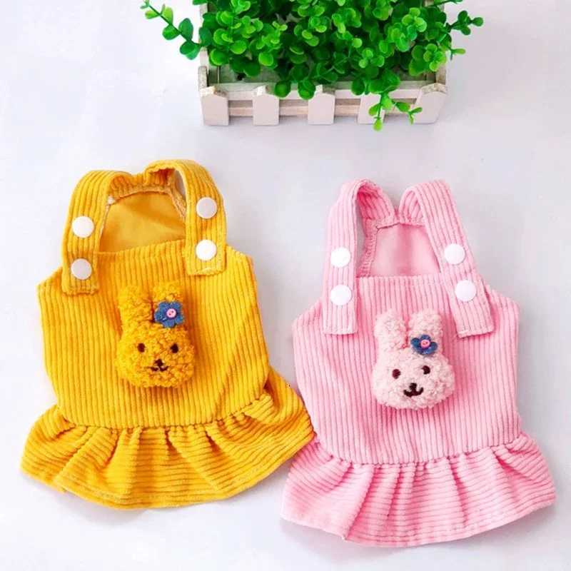 Pet Princess Skirt Corduroy Strap Dress Suspenders Tutu Skirt Pet Cats And Dogs Warm Clothes Sleeveless Cute Dog Base Clothes M251208
