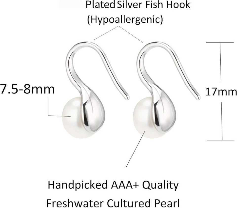 Silver Plated Gold Plated Hoop Handpicked AAA Quality White Freshwater Cultured Pearl Dangle Drop Earrings Jewelry for Women J251208
