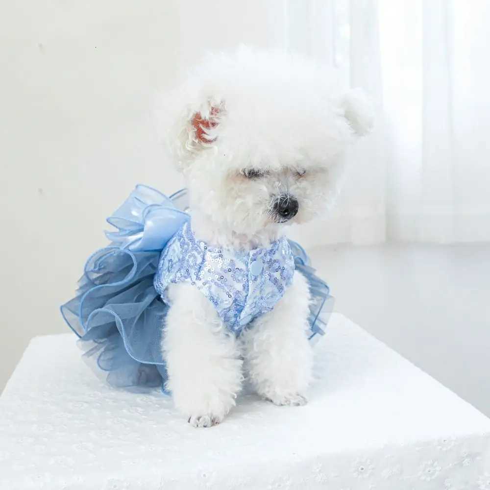 Fashion Fluffy Pet Princess Dress Soft Cute Puppy Fairy Skirt Breathable Big Bow Cat Dog Wedding Dress Photograph Prop M251208