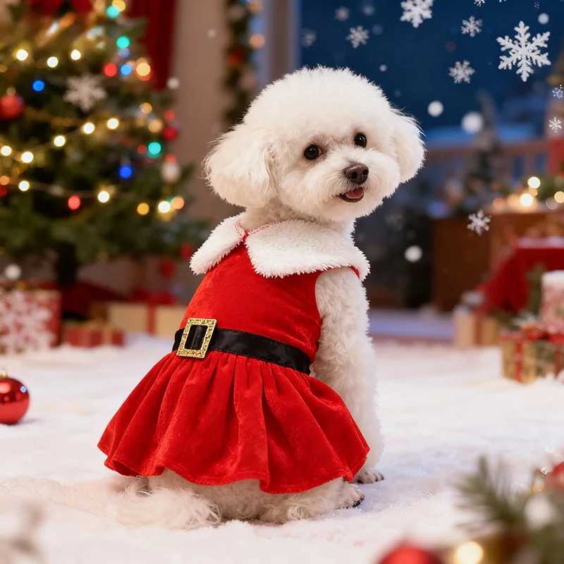 Pet Clothing Christmas Santa Classic Style Dog Christmas Dress New Year Festival Factory Gold Velvet Princess M251208
