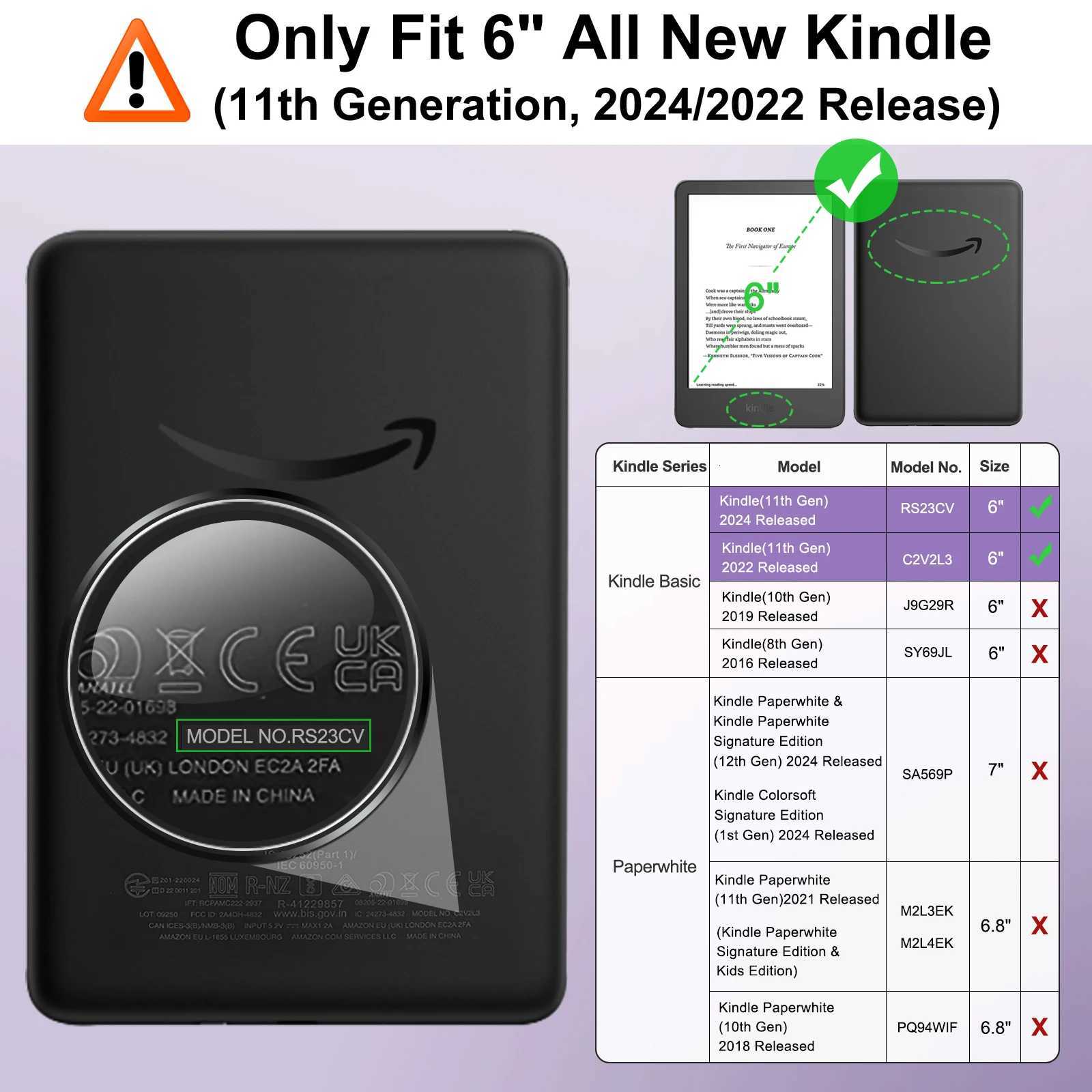 Case for 6 Kindle 11th Generation-2024/2022 Release Hand Strap Case tra Slim Soft ible TPU Skin Bumper Back C251208