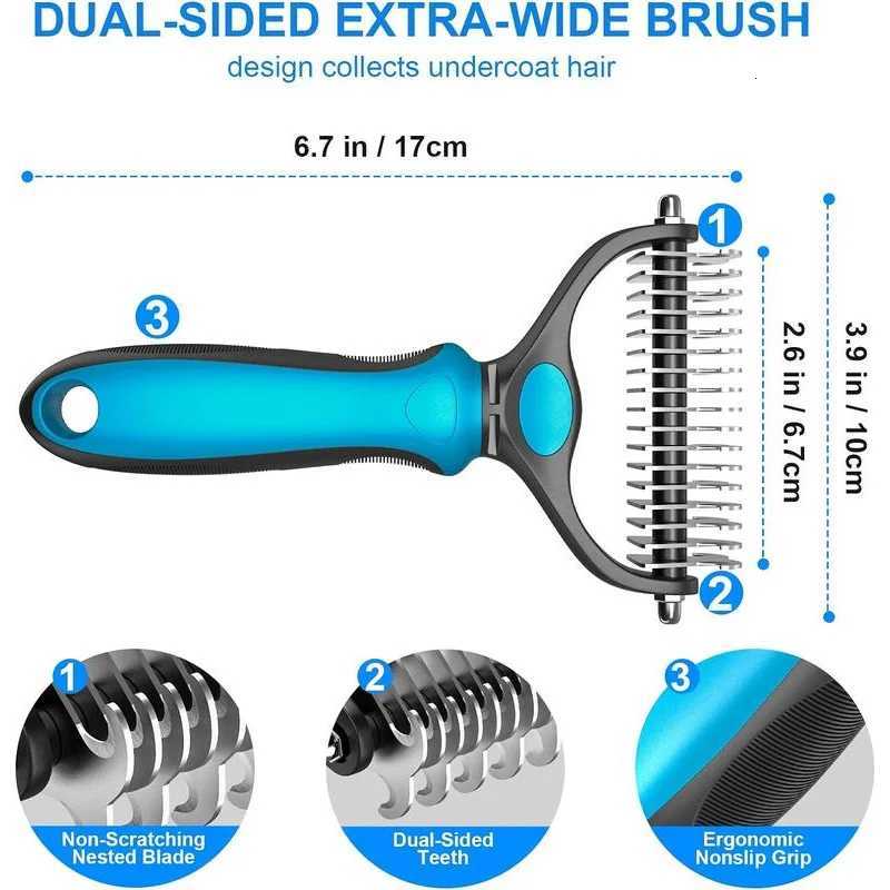 2in1 Stainless Pet Deshedding Brush Dog Hair Remover Pet Fur Knot Cutter Puppy Cat Comb Brushes Dogs Grooming Shedding Supplies M251208 - view 6