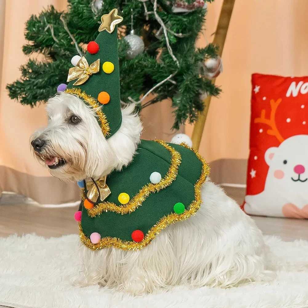 Cute Christmas Dog Cape Festive Pet Cloak Holiday Role-Play Outfit Christmas Tree Dog Dress Funny Holiday Pet Clothing M251208