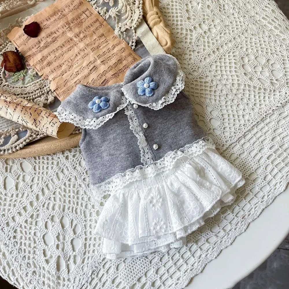 Pet Spring and Autumn Lace Splicing Skirt Schnauzer Shirt Cat Dress Dog Dresses for Small Dogs Puppy Clothes M251208