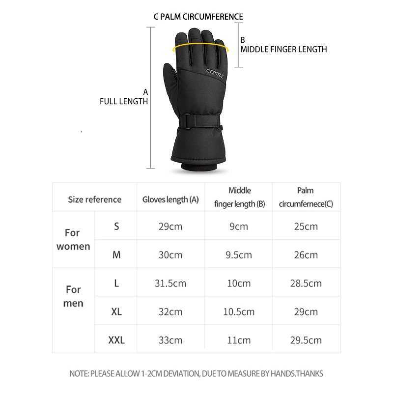 Copozz Adult Warm Winter Ski Gloves Waterproof 3M Thinsulate Snowboard Gloves Thermal Motorcycle Cycling Gloves Men Women K251208