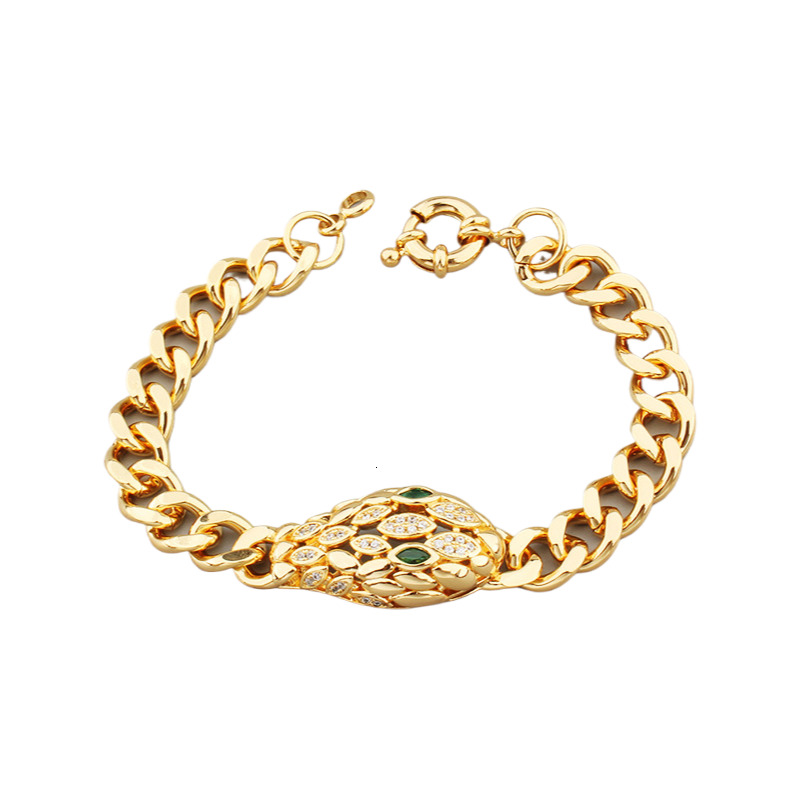 New Green Eye Snake Ring Women's Bracelet Set Earrings Necklace Copper Gold Plated Micro Pave Zircon Jewelry