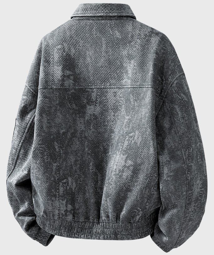 New Velvet Thick Men's Flip Collar Jacquard Imitation Denim Cotton jean jacket for Warmth mens