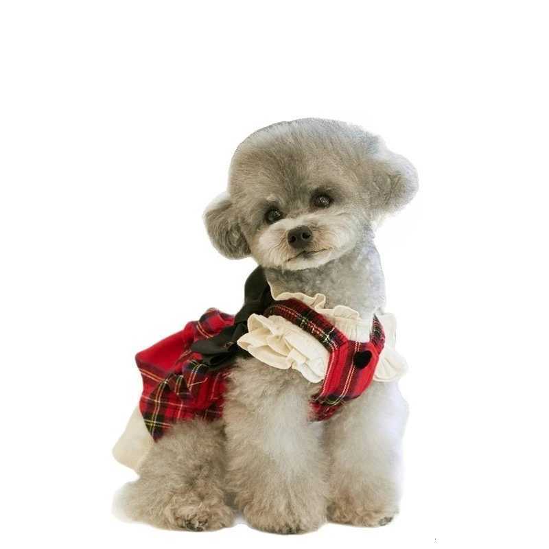 Pet Christmas New Pet Checkered Dress Dog Love Strap Skirt Cat Clothes Teddy Tank Top Puppy Clothes for Small Dogs Pet Supplies M251208
