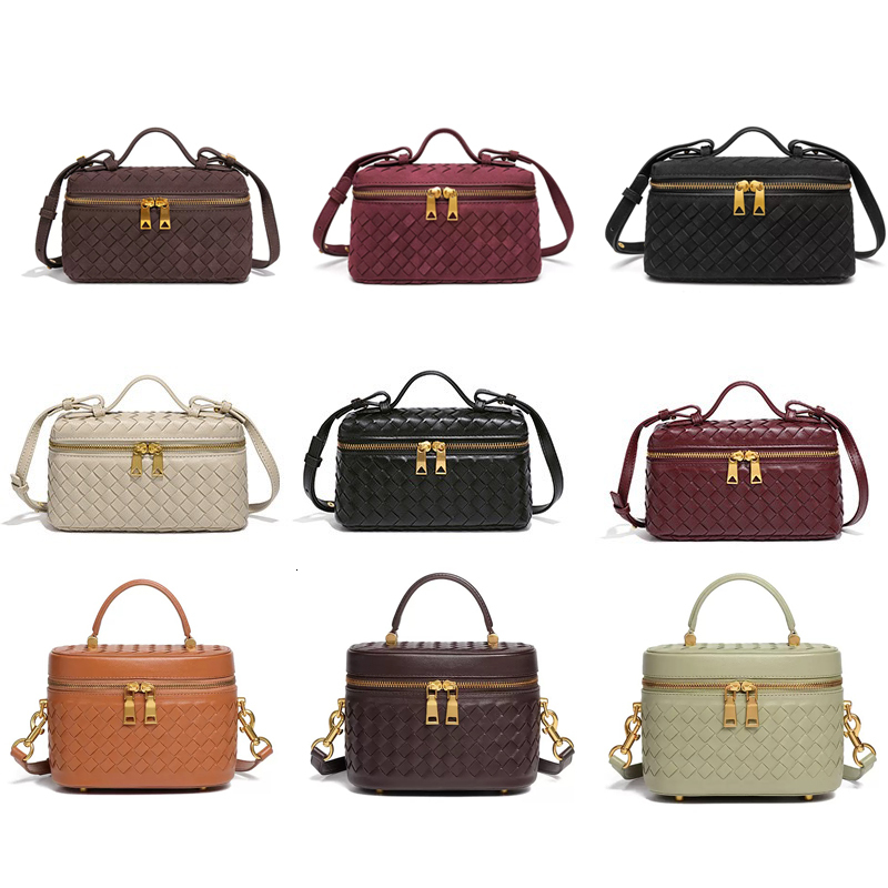 Bag10a Designer 24 New Vanity Case Rope Strap Box Makeup Bag Single Shoulder Crossbody Handheld Cowhide Mini Knitted Womens Bag Cosmetic Bags For Wholesale