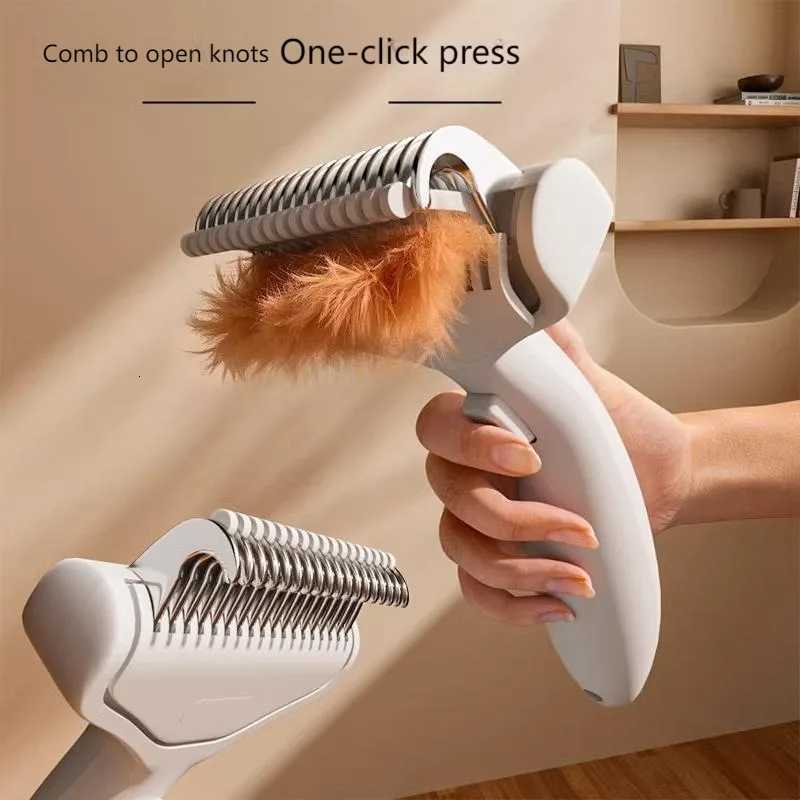 Pet Detangling Comb - Stainless Steel Grooming Tool for Cats Dogs Anti-Tangle Shedding Brush with Thinning Function M251208