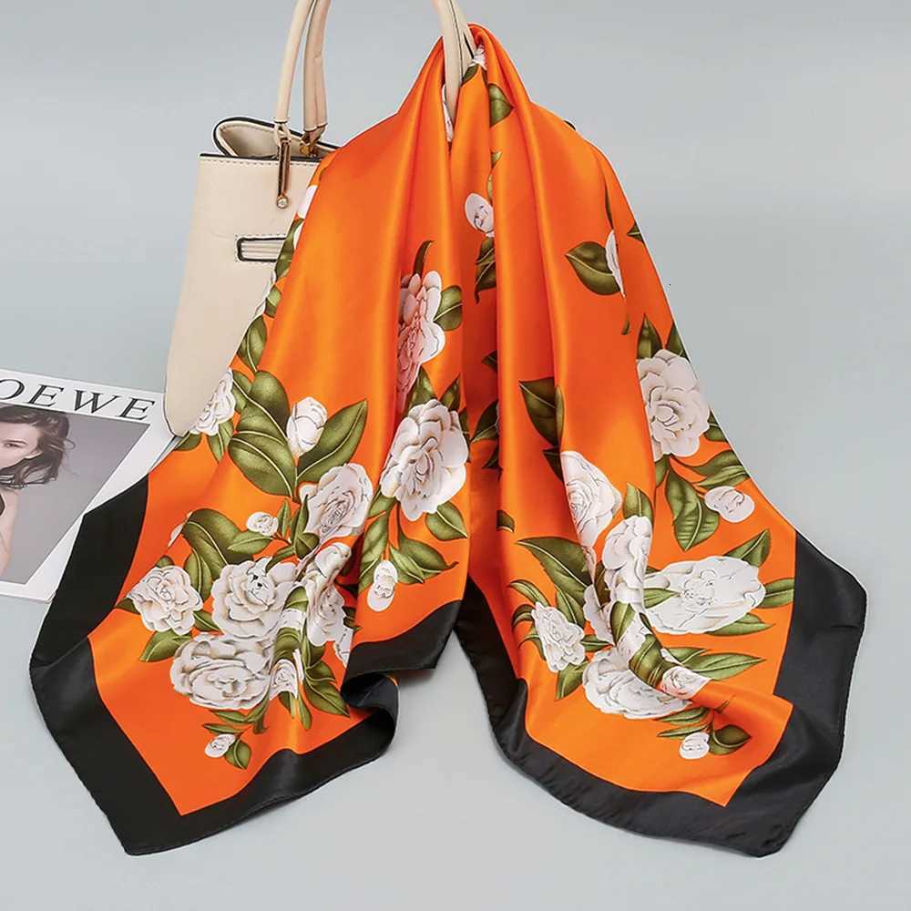 Luxury 90x90 big square scarf for women new 2024 printed silk scarf spring autumn winter style fashionable mother small square scarf sc Y251208