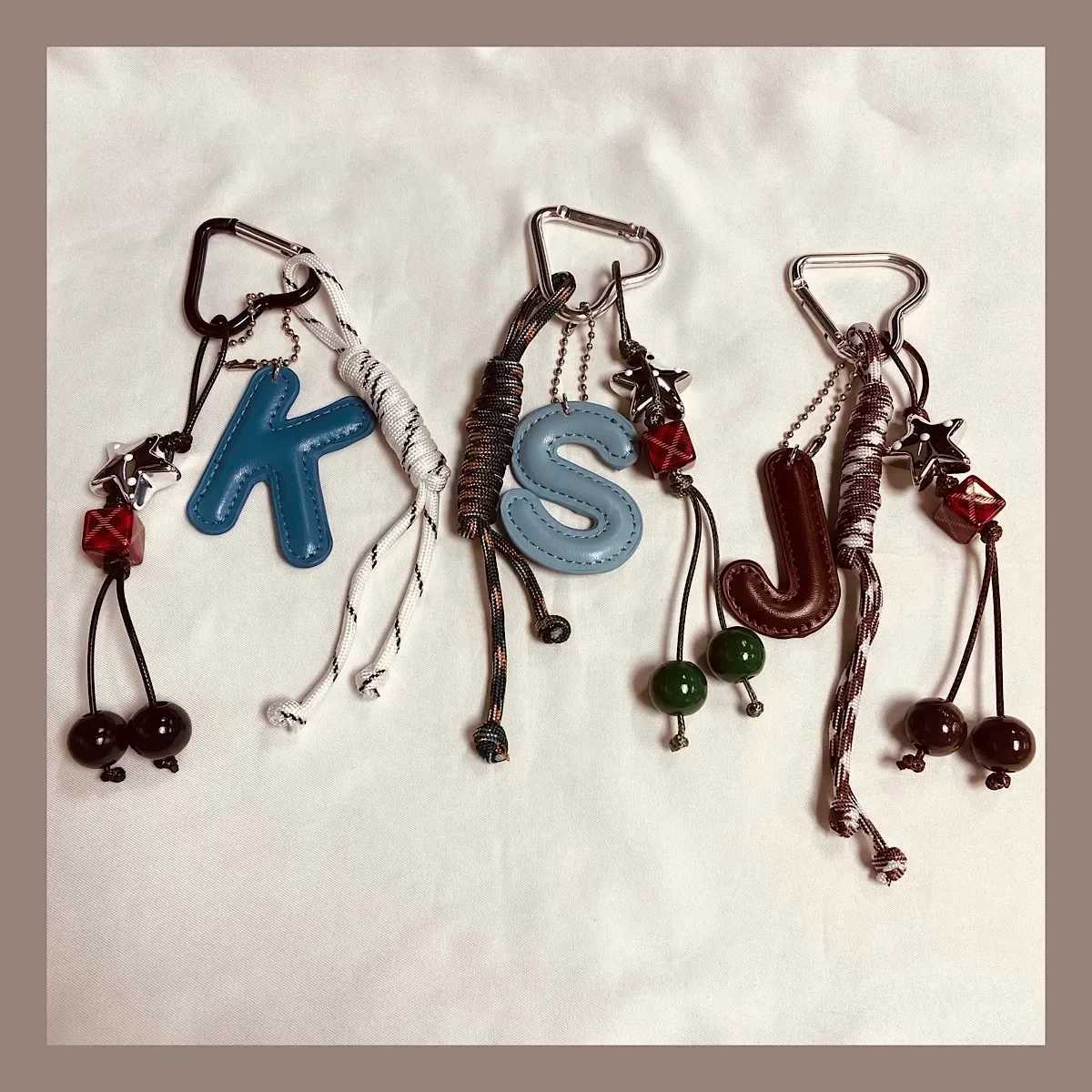 DIY handmade keychain Letter bag pendant Ins woven rope cherry jewelryXJ251208