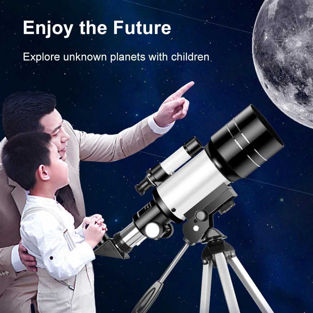 Travel Telescope 300mm Portable Telescope 70mm Aperture Refractor Professional Travel Telescope 15X-150X for Astrony Beginners C251208