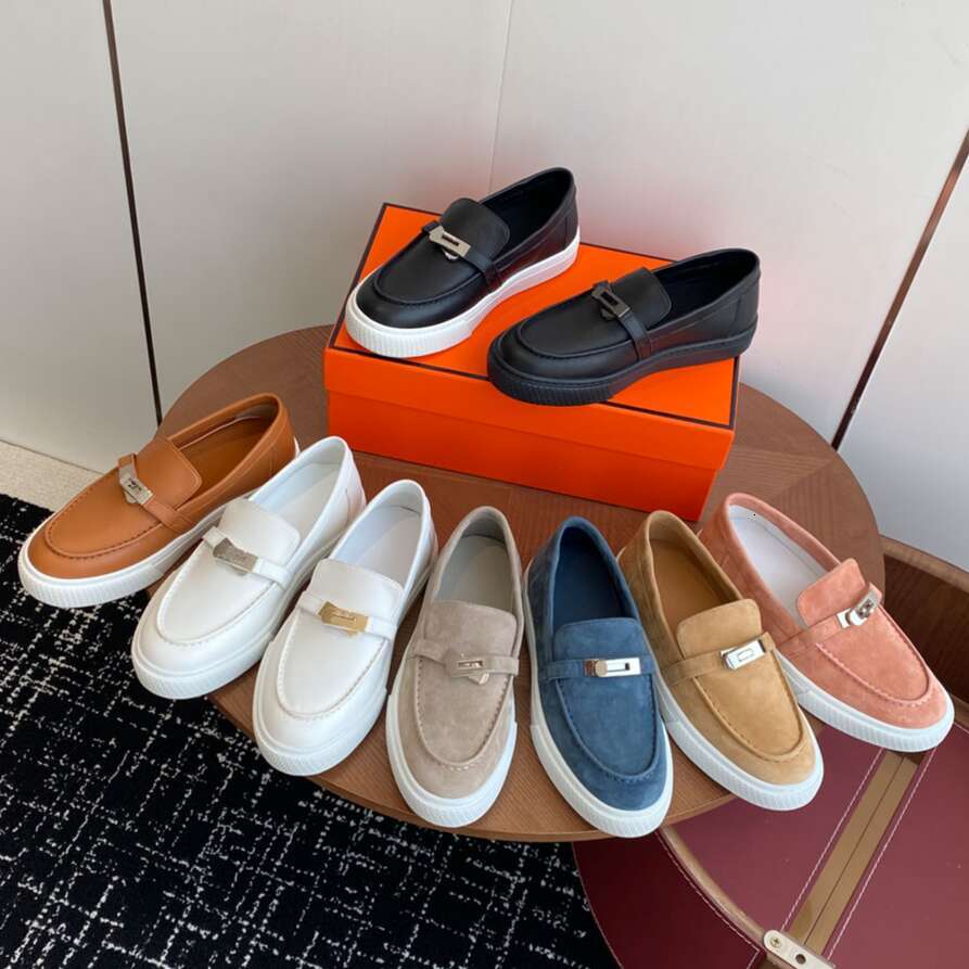 womens mens Luxury designer loafers slip on Classic business office Vacation Driving sneaker shoes 2025 silver plated kelly buckle Suede Flat lightweight dress