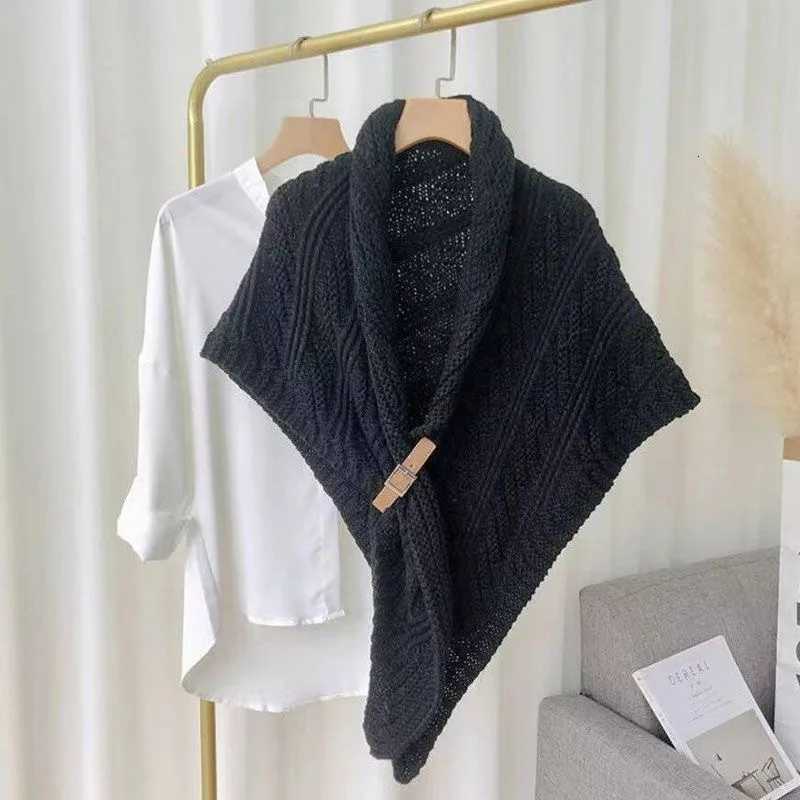 Luxury Korea Styles New Poncho Knitted Autumn Winter Triangle Scarf Wrap Warm Thick Shawl Elegant Cape Bufanda Y251208
