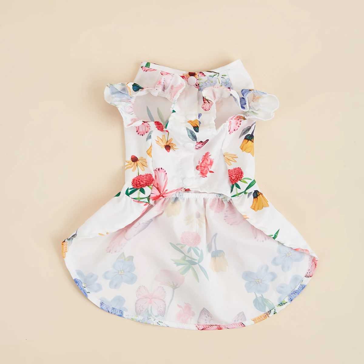 Dog Princess Dresses for Small Dogs Girls Floral Puppy Dresses Pink Bowknot Dress Pretty Butterfly Doggie Summer Hem Outfits M251208