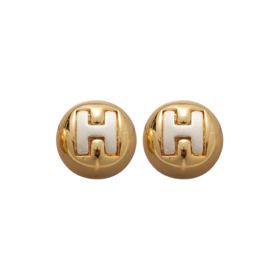 New Fashion Zircon High-End Design Bean Letter H Earrings French Metal Super Shiny Versatile Simple Elegant - view 8