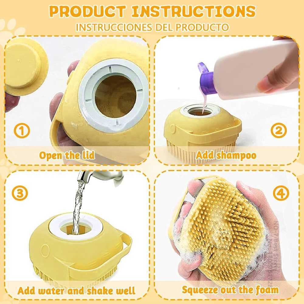 Dog Bath Brush Silicone Pet Shampoo Brush Soap Dog Scrubber Cat Massage Grooming Wash Comb Soft Rubber Puppy Clean Brush M251208 - view 4