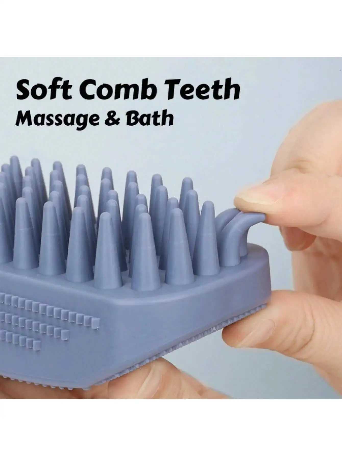 1Pc 3-Head Silicone Bath Massage Brush with Fur Removal for Cats/Dogs - Collects 96 Wet Hair during Washing - Grooming Tool M251208 - view 7