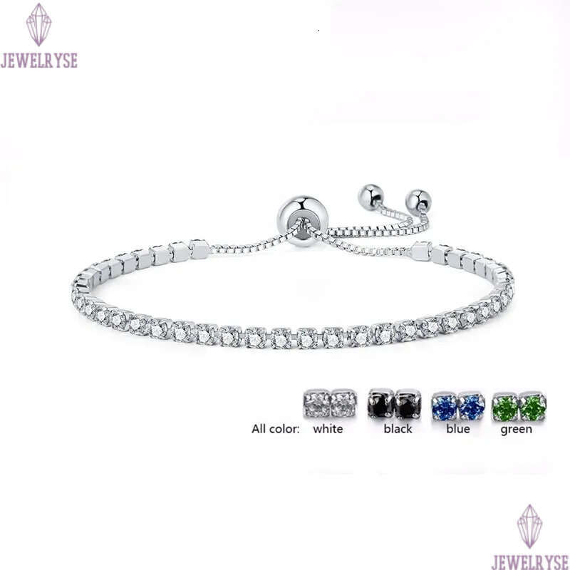 2.5mm diamond colorful tennis bracelet designer for woman round iced out chain mens bracelets black AAA zirconia silver chains man womens jewelry leng