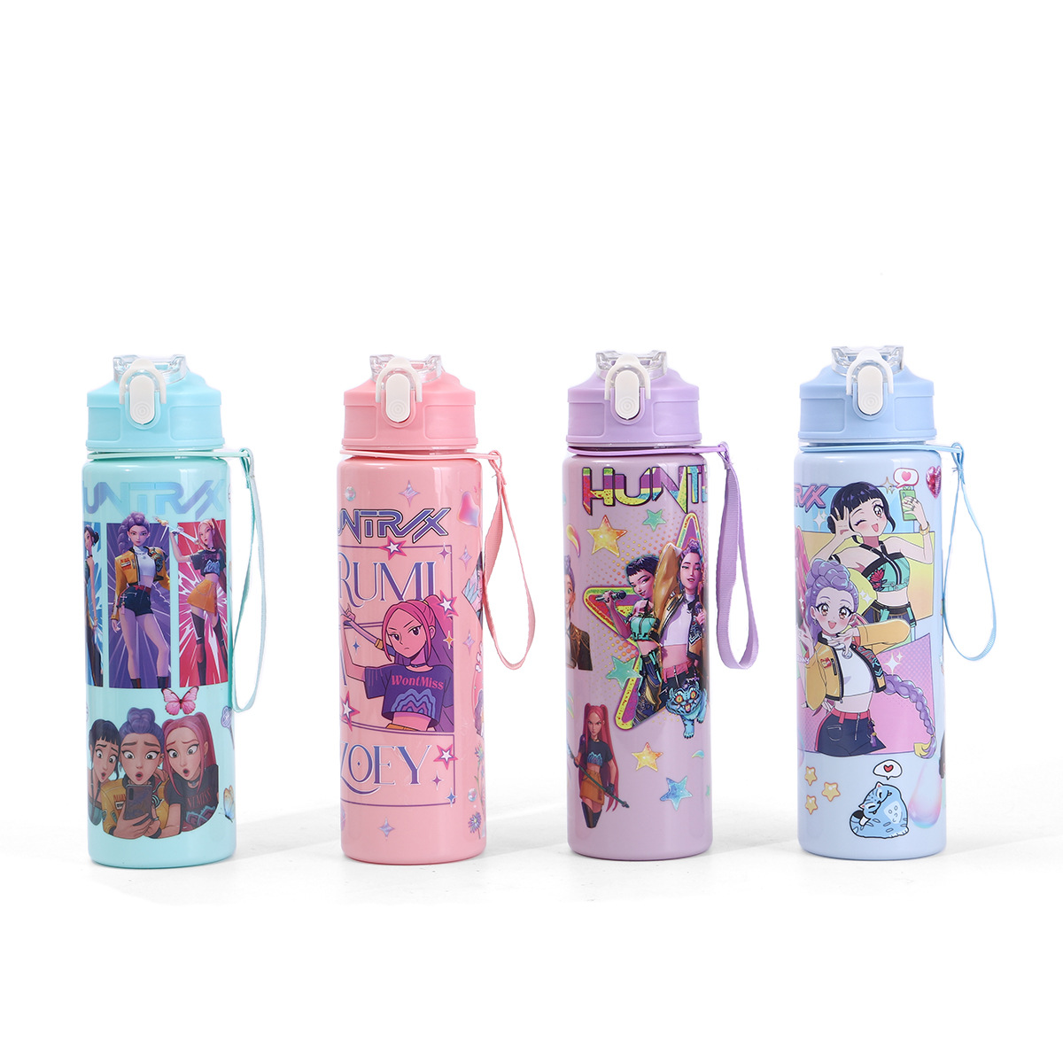 700ML KPop Demon Hunters Sports Water Bottle With Straw Huntrix Rumi Mira Zoey Cartoon Hiking Portable Drink Bottles Fans Gifts Z251111