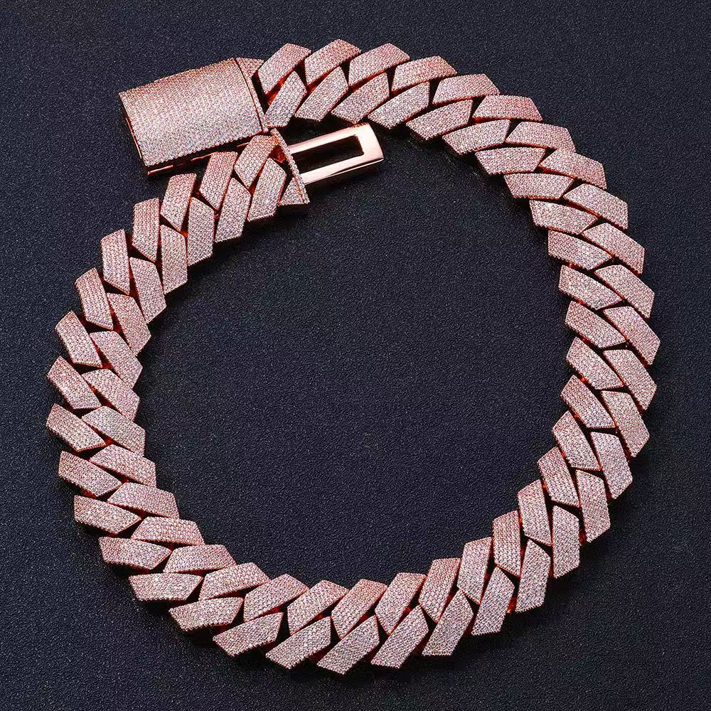 Zuanfa Jewelry Hip Hop Iced Out Miami Cuban Link 25MM Thick Solid 925 Silver VVS Moissanite Cuban Chain