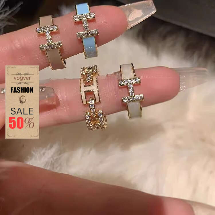 Ring For Women Designer Luxury Drip Oil Zircon High-end Open Ins Niche French Style Internet Celebrity Ring