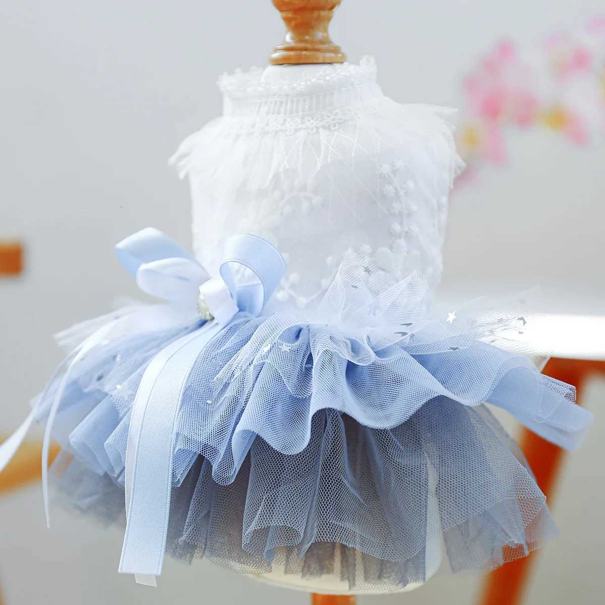 Spring Summer New Bow-knot Princess Wedding Skirt For Small Medium-sized Dogs Dress Breathable Cool Comfortable Pet Clothes M251208