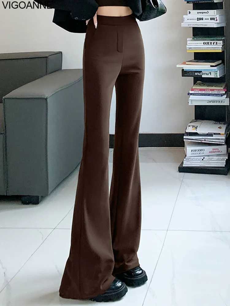 VigoAnne 2025 Autumn Women Gray Bell-bottom Pants Casual High Waist Y2K Long Sport Pants Ladies Gym Running Long Baggy TrousersT251208