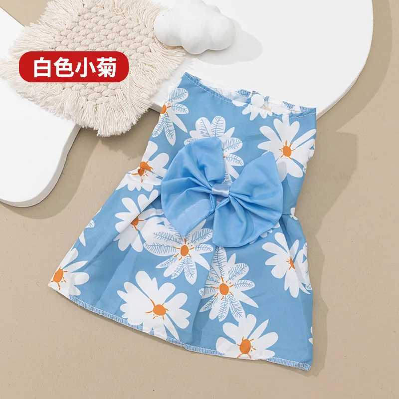 Pet clothing dress dog clothing dog print bow cartoon cute princess dress M251208