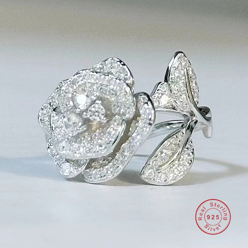 Choucong Soild 100% 925 Sterling Silver Wedding Rings Luxury Jewelry Round Cut White 7A Zircon CZ Diamond Gemstones Party Elegant Women Flower Bride R