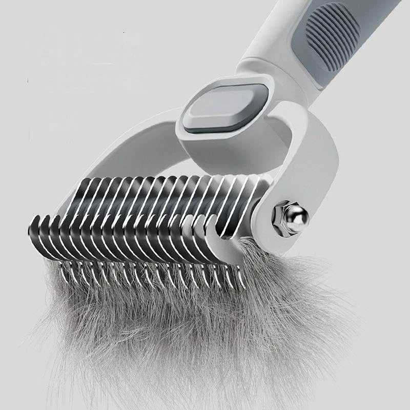 Dog Cat Grooming Brush Double-Sided Deshedding - Dematting Undercoat Rake and Pin Brush for Long and Short Haired Dogs Cats M251208 - view 6