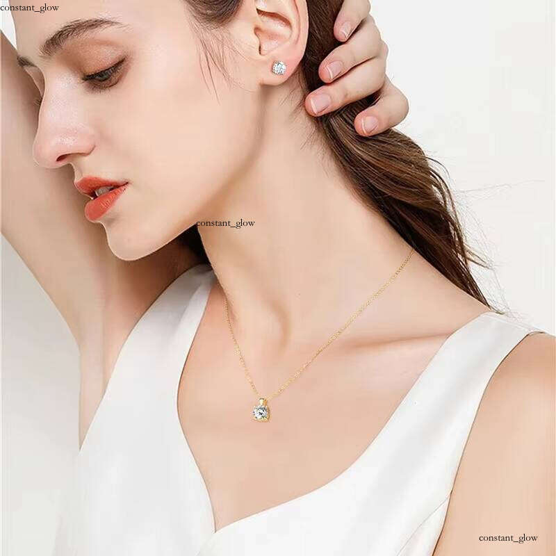 1ct 2ct 3ct D VVS Moissanite Solitaire Drop Necklaces Gold Plated Pendant Original Real Sier Chain Jewelry for Women