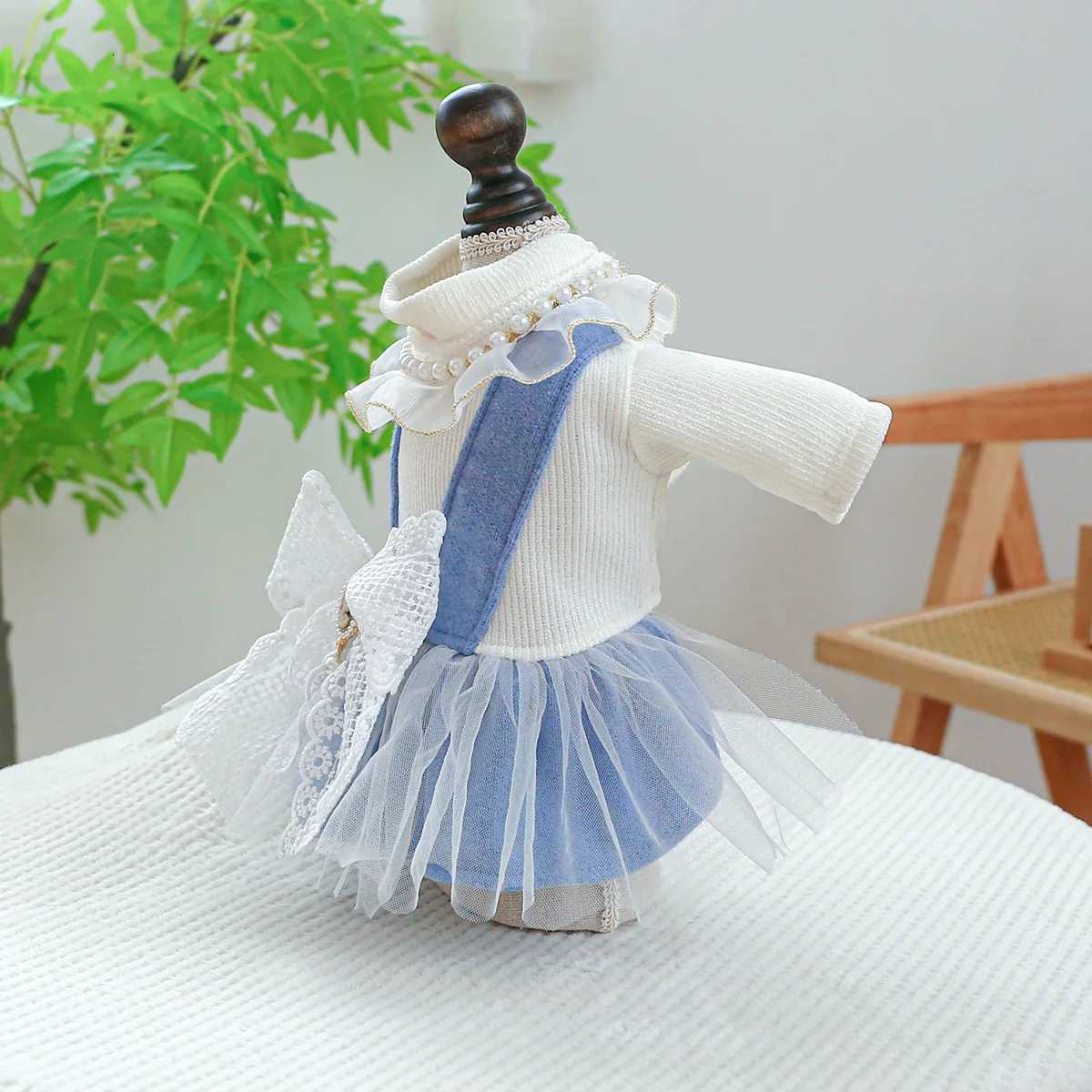 Pearl Design Dog Collar Lace Design Dog Tutu Skirts with Big Bow Decoration Princess Style Beauty Skirts Pet Party Clothing M251208