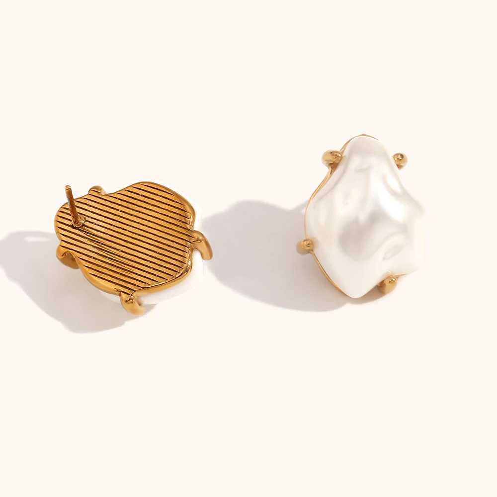 LaMuses Luxury Baroque Imitation Pearl StainlESS steel Earrings Woman Waterproof C 2024 J251208