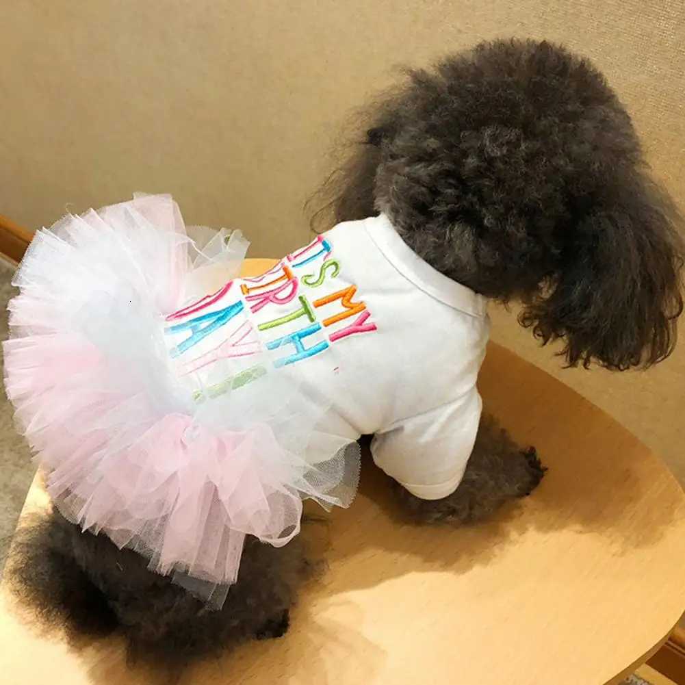 Pet Tulle DressDog Dress GirlAdorable Letter PrintingPet Puppy Dog Birthday Princess DressPuppy Dresses Pet Supplies M251208