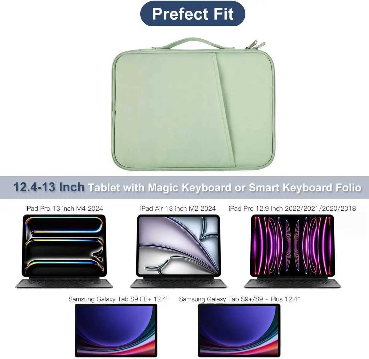 129-13 Inch Tablet Sleeve Case with Handle Protective Travel Bag for iPad Pro M4 iPad Air 13-inch M3/M2 Waterproof Cases BagT251208