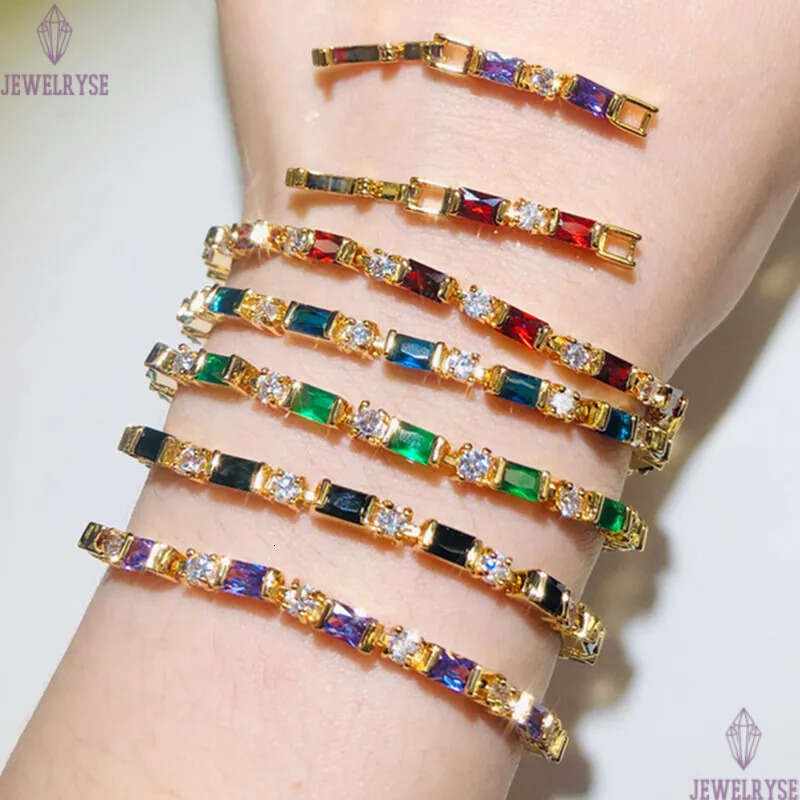 womens tennis bracelet designer AAA cubic zirconia white ruby green 18K gold plated silver jewelry bracelets for woman girls party valentines day gift