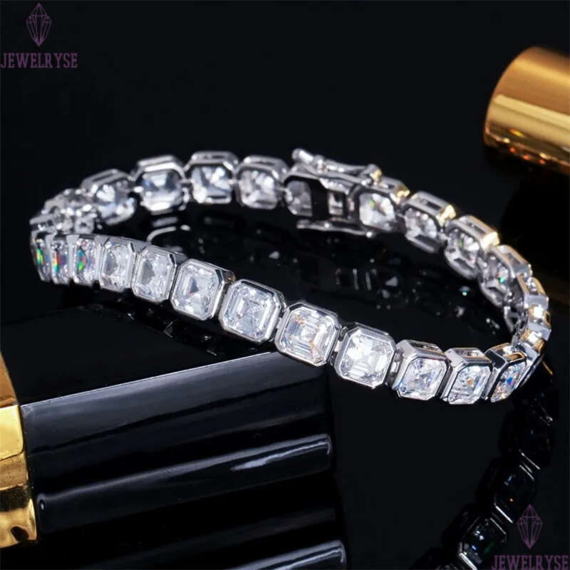 hiphop charm ennis bracele designer for woman man copper plaed chain square AAA zirconia silver whie diamond chains mens braceles womens luxury jewelr