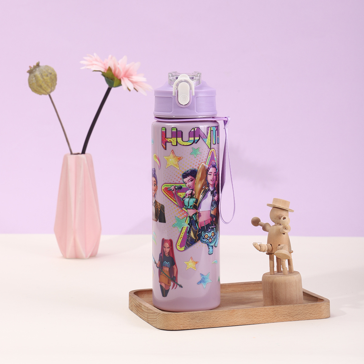 700ML KPop Demon Hunters Sports Water Bottle With Straw Huntrix Rumi Mira Zoey Cartoon Hiking Portable Drink Bottles Fans Gifts Z251111