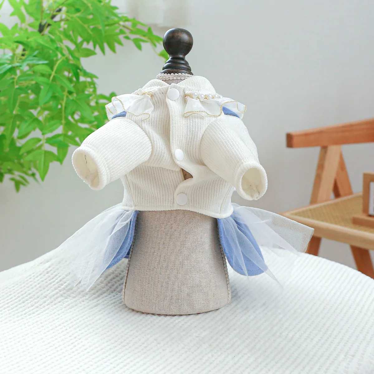 Pearl Design Dog Collar Lace Design Dog Tutu Skirts with Big Bow Decoration Princess Style Beauty Skirts Pet Party Clothing M251208