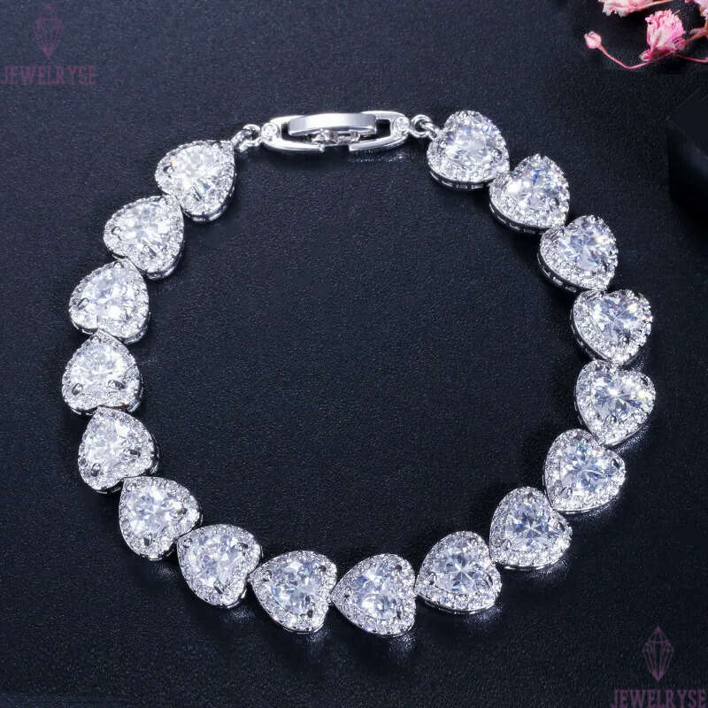 top multicolor heart diamond tennis bracelet designer for woman love wedding bracelets chain red AAA CZ chains bangles womens luxury jewelry valentine